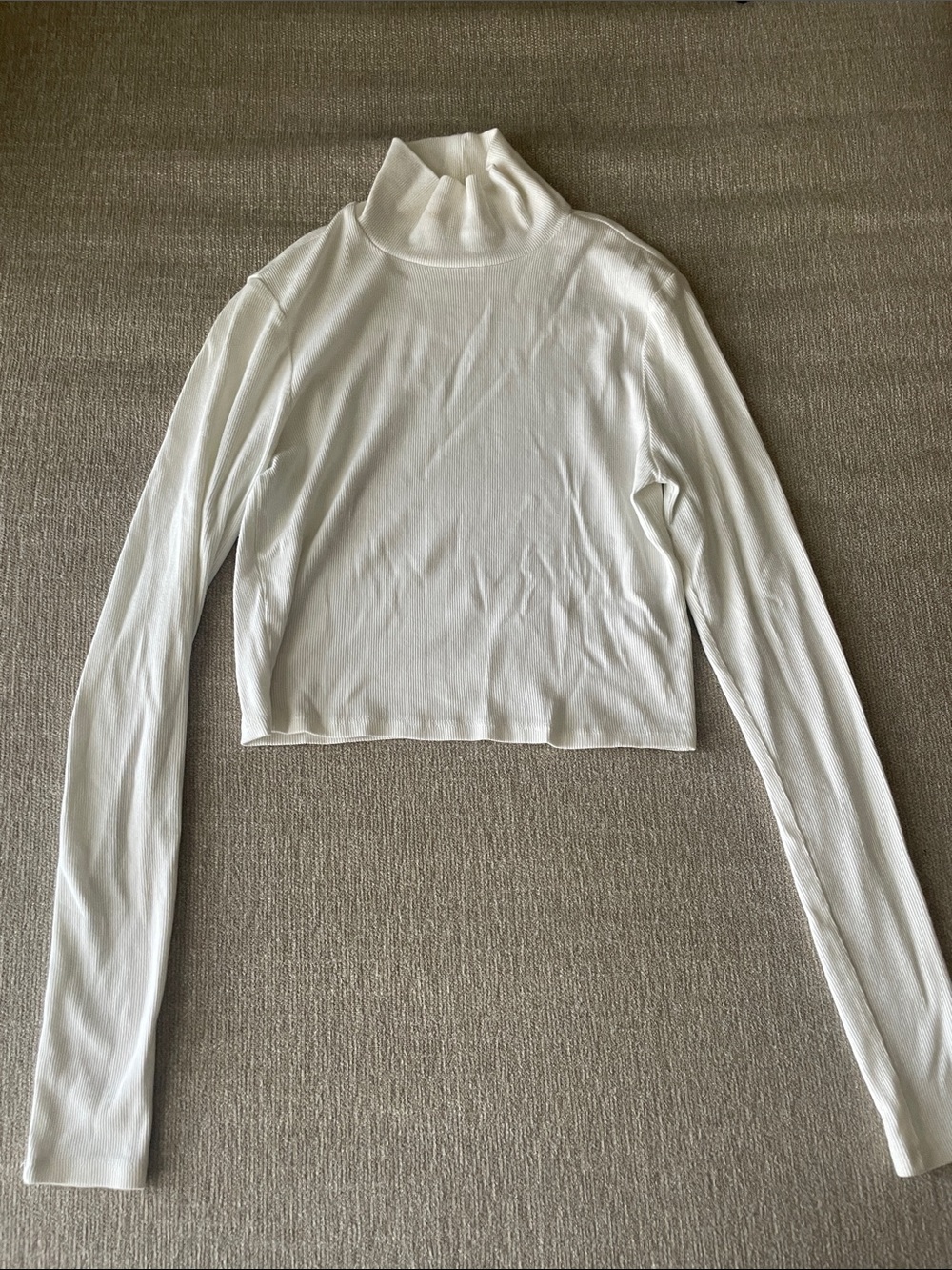 Reformation White Cropped Turtleneck Long Sleeve Top
